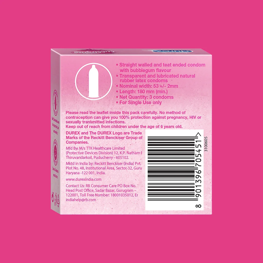 Durex Extra Thin Bubblegum Flavoured - 3 Condoms - Image 4