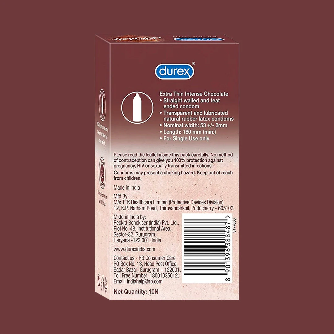 Durex Extra Thin Intense Chocolate Flavoured - 12 Condoms - Image 4
