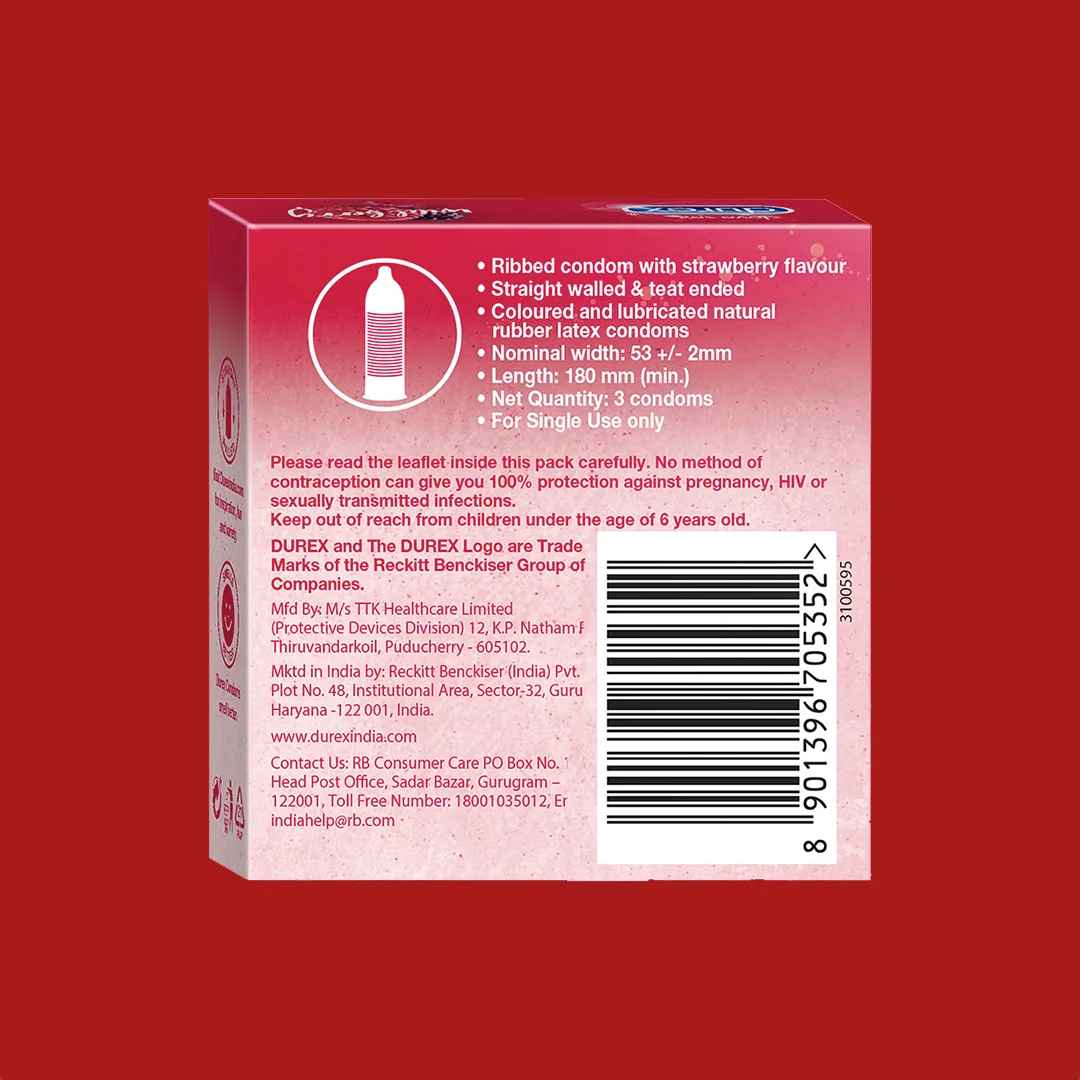 Durex Extra Thin Wild Strawberry Flavoured - 3 Condoms - Image 4